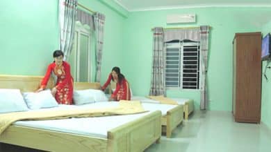 Bên trong phòng nghỉ có 2 giường ngủ